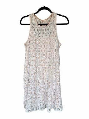 White Crochet Lace Sleeveless Dress